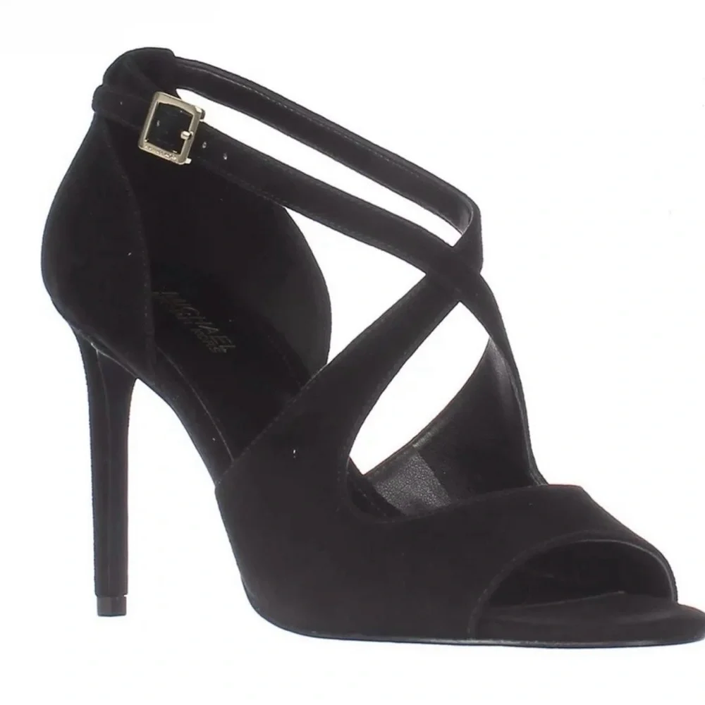 MICHAEL KORS Estee Cross Strap Suede Heels